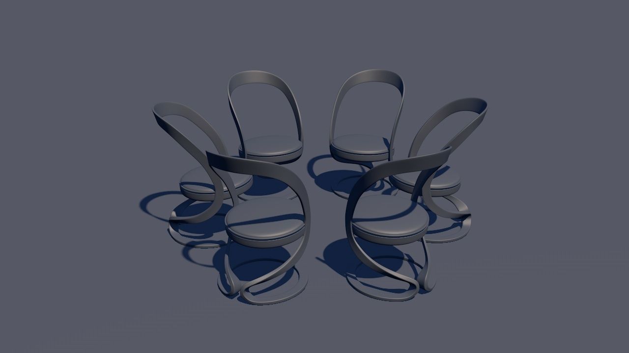 Round Table Dining Set 3D model_114