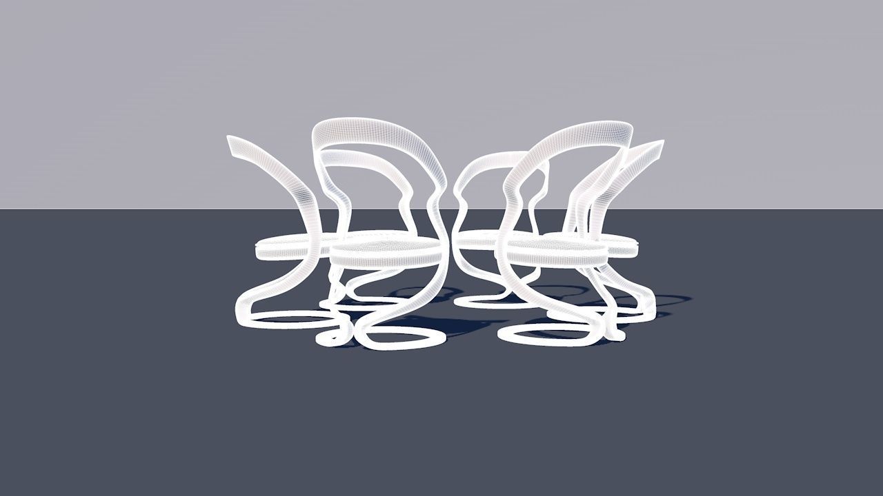 Round Table Dining Set 3D model_37
