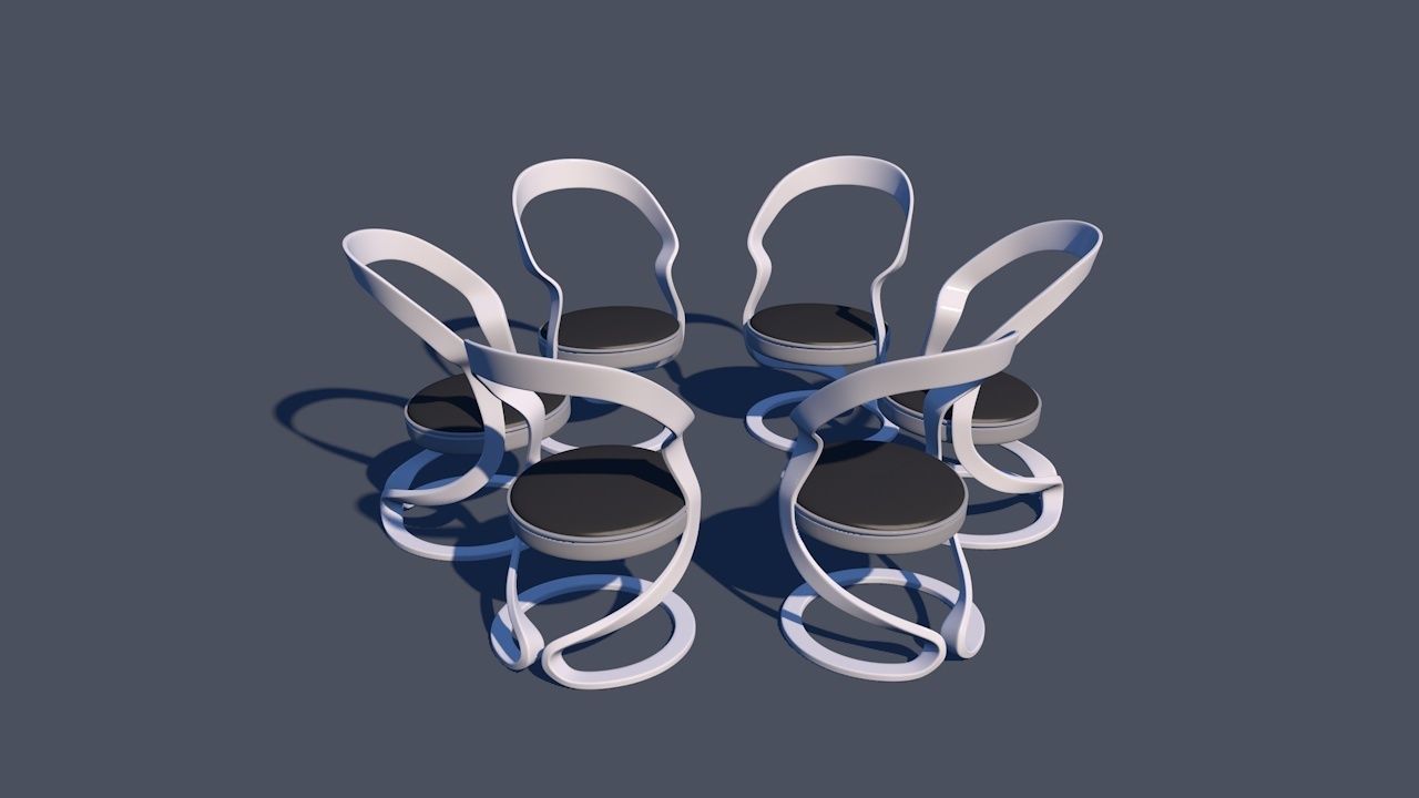 Round Table Dining Set 3D model_14