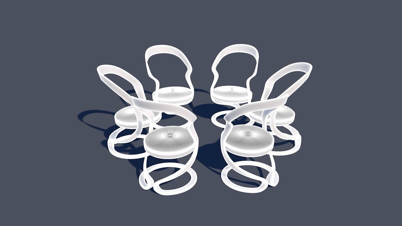 Round Table Dining Set 3D model_36