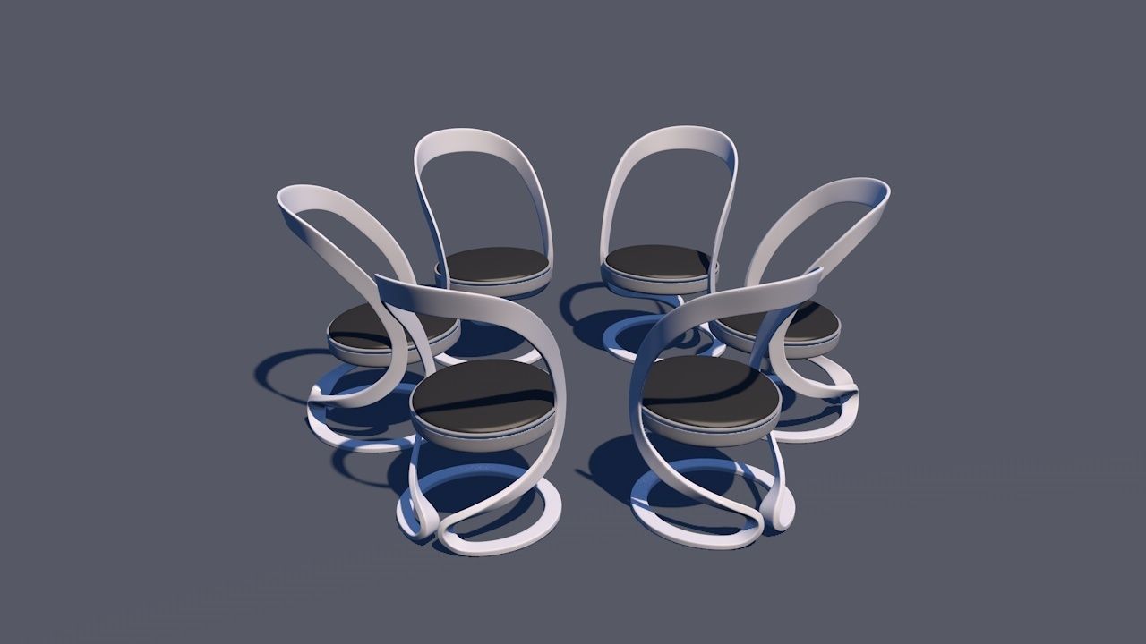 Round Table Dining Set 3D model_19