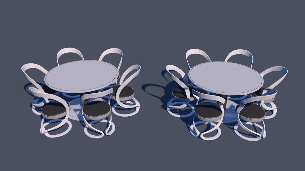 Round Table Dining Set 3D model_1