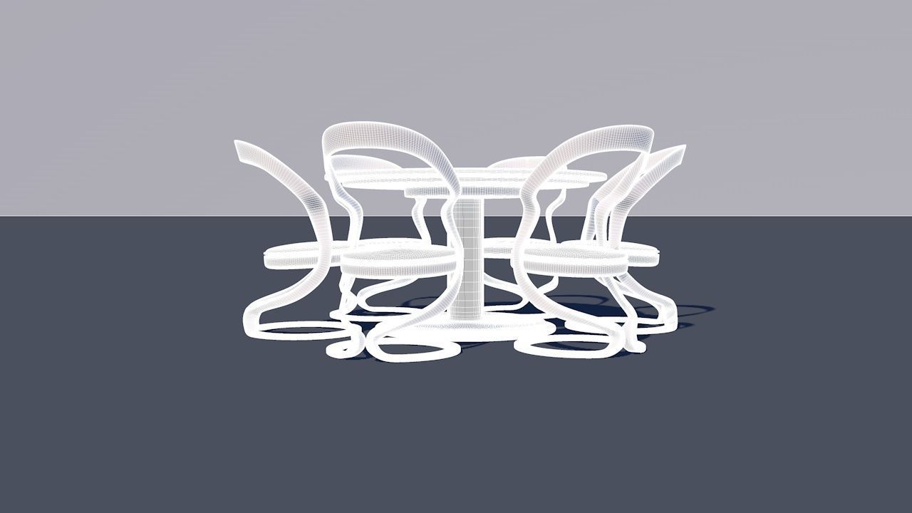 Round Table Dining Set 3D model_20