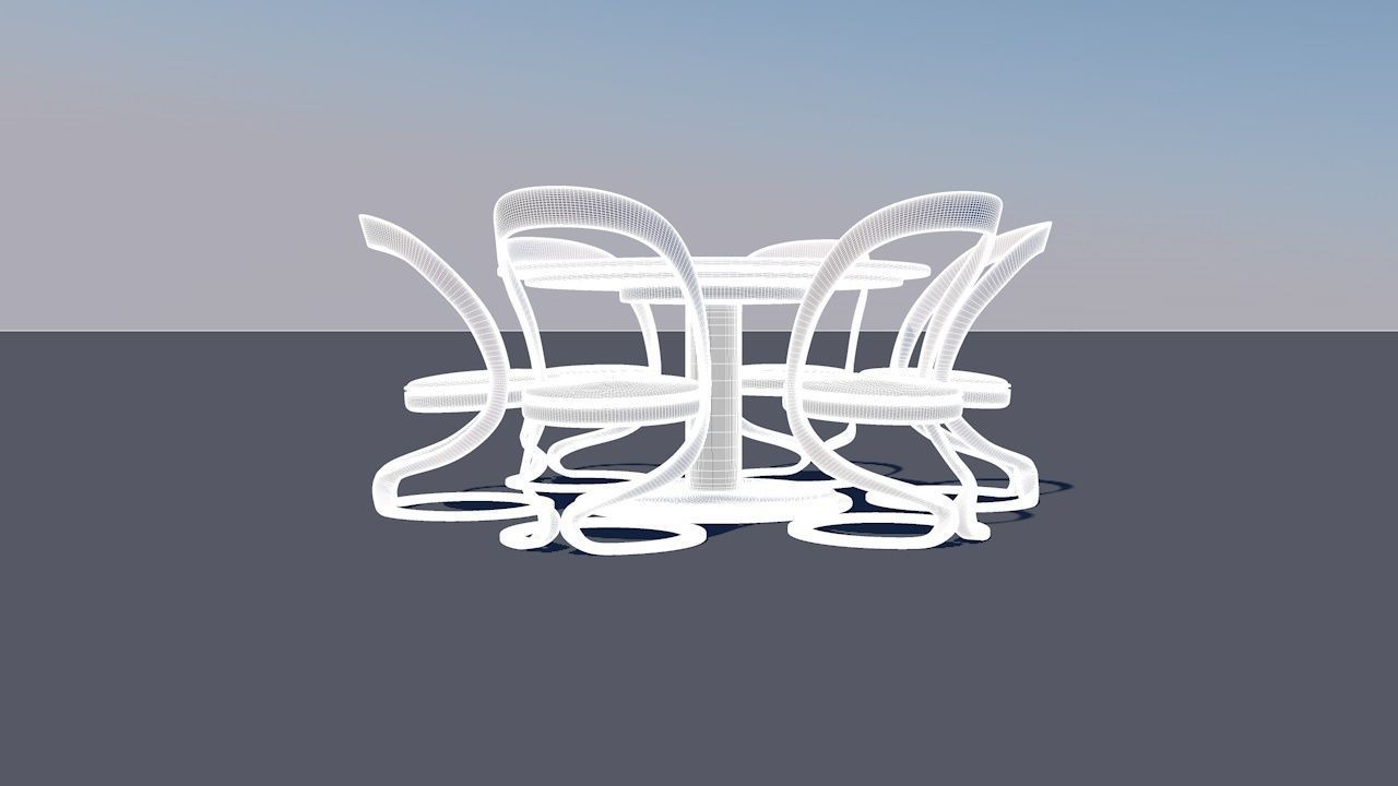 Round Table Dining Set 3D model_24