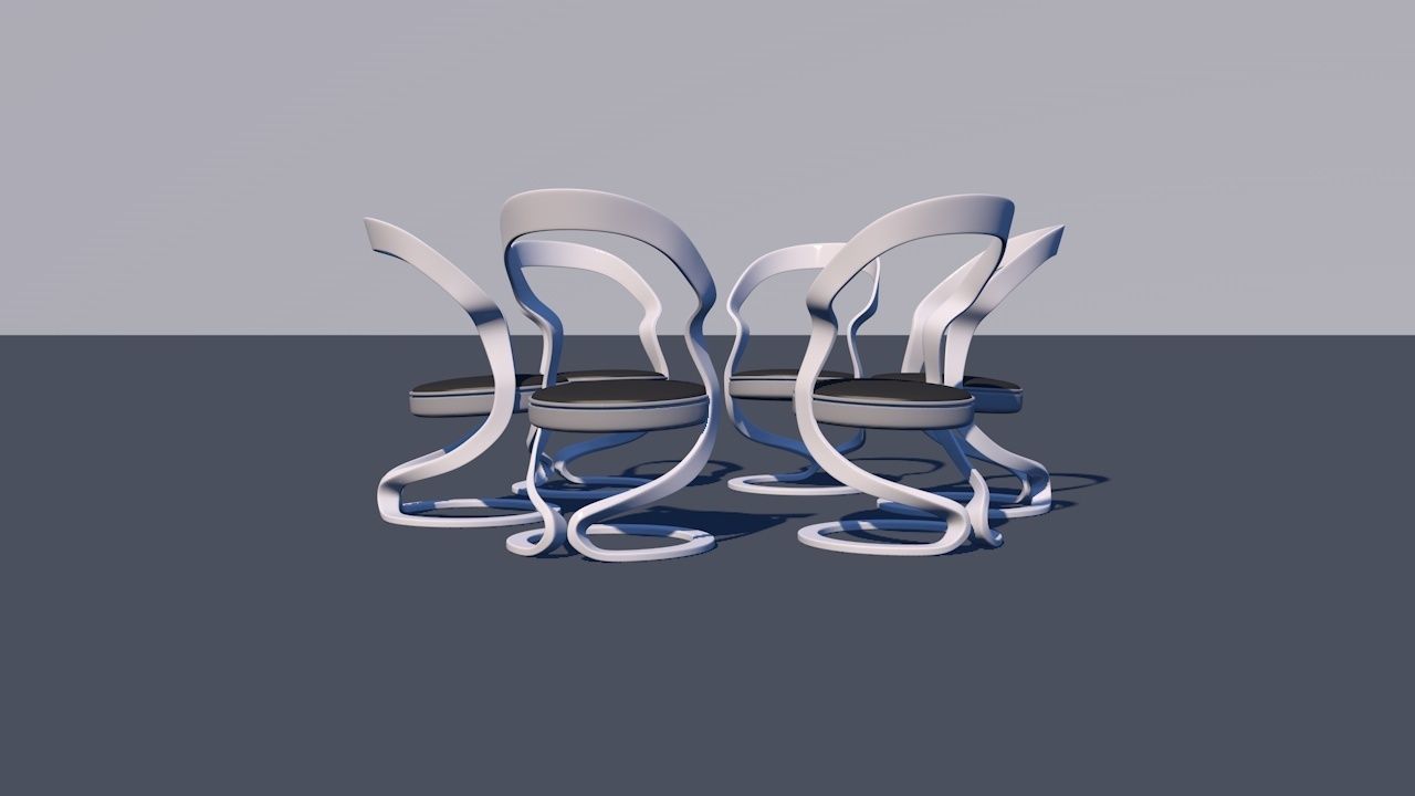 Round Table Dining Set 3D model_12