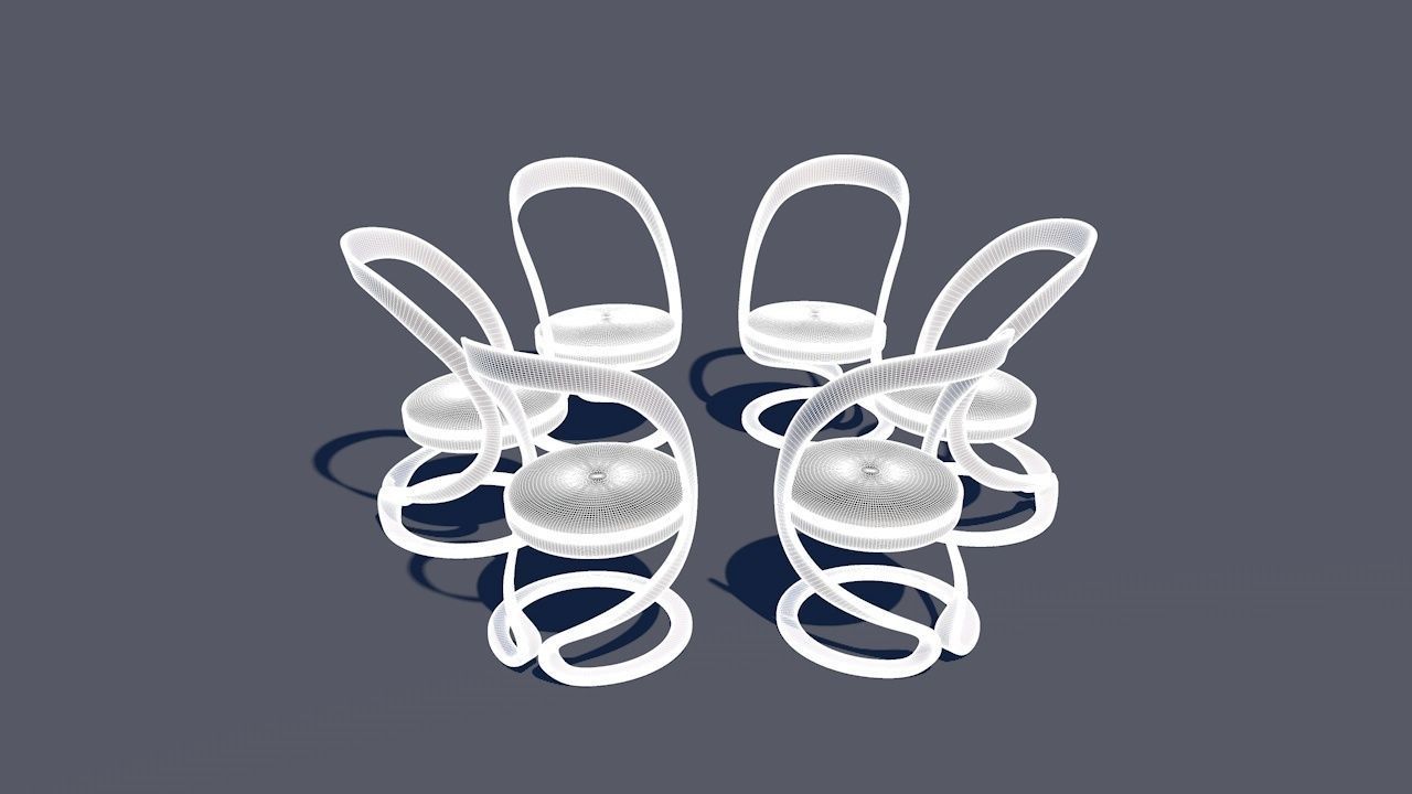 Round Table Dining Set 3D model_57