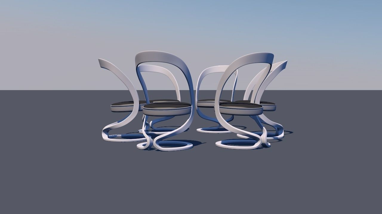 Round Table Dining Set 3D model_13