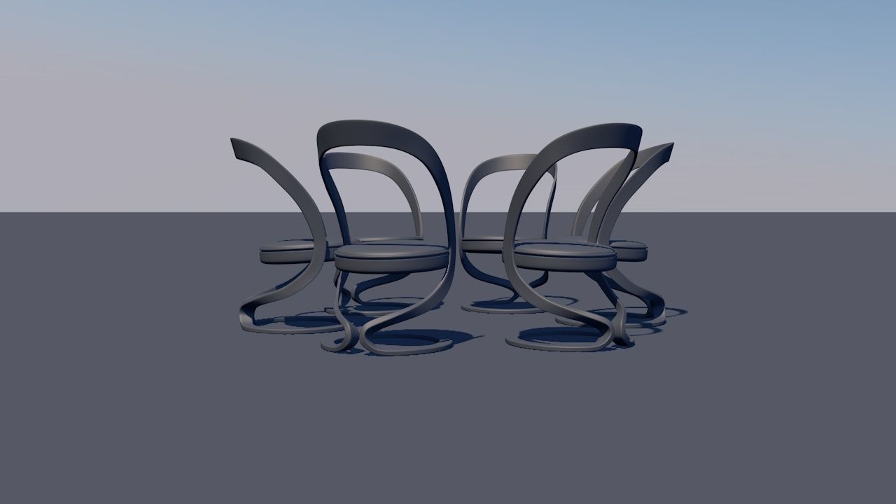 Round Table Dining Set 3D model_115