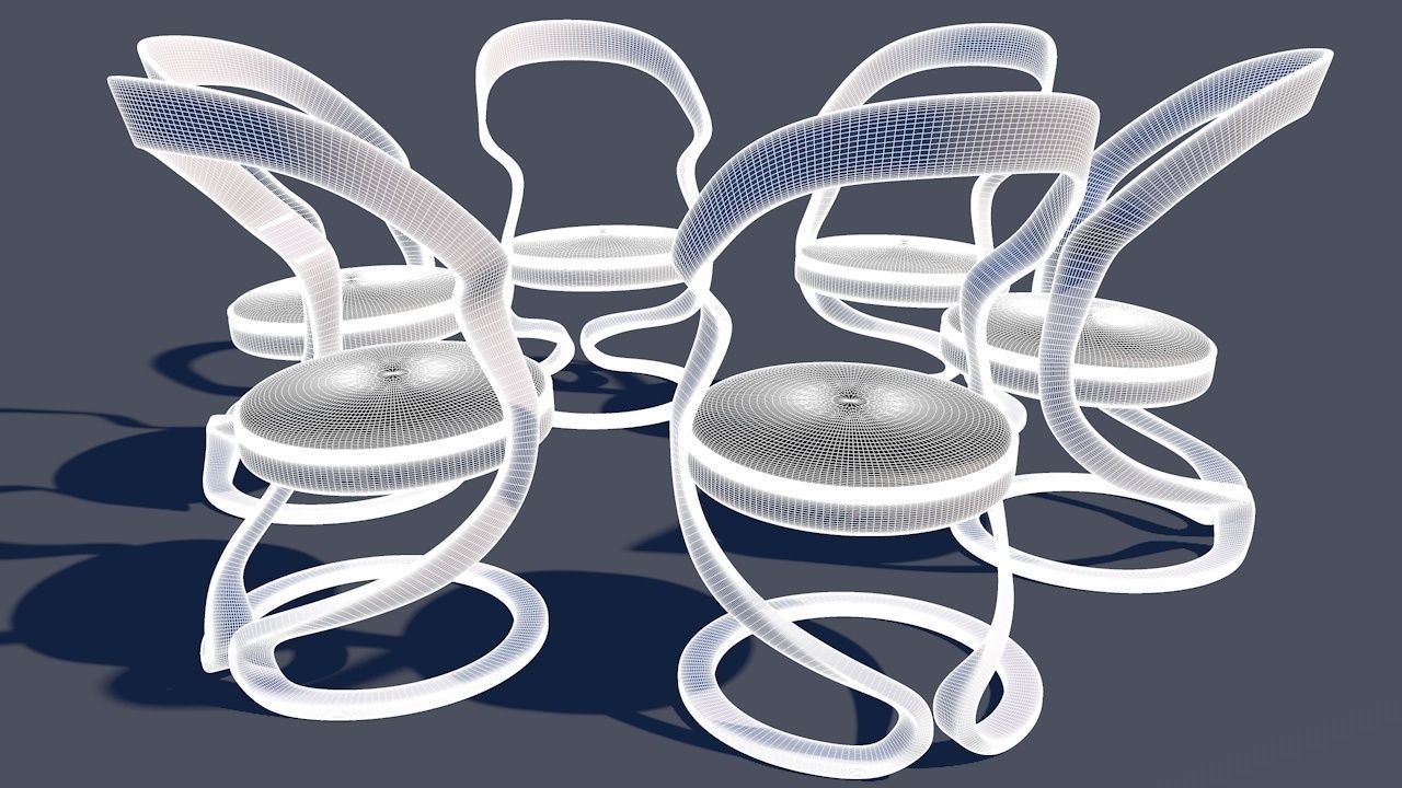 Round Table Dining Set 3D model_70