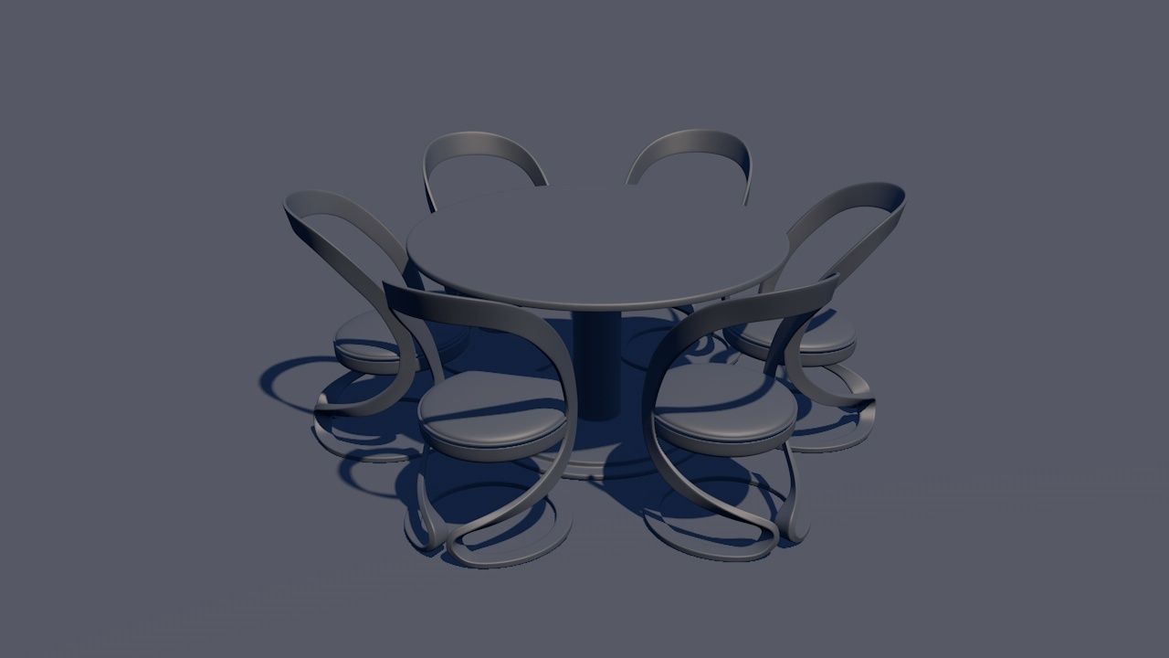 Round Table Dining Set 3D model_102