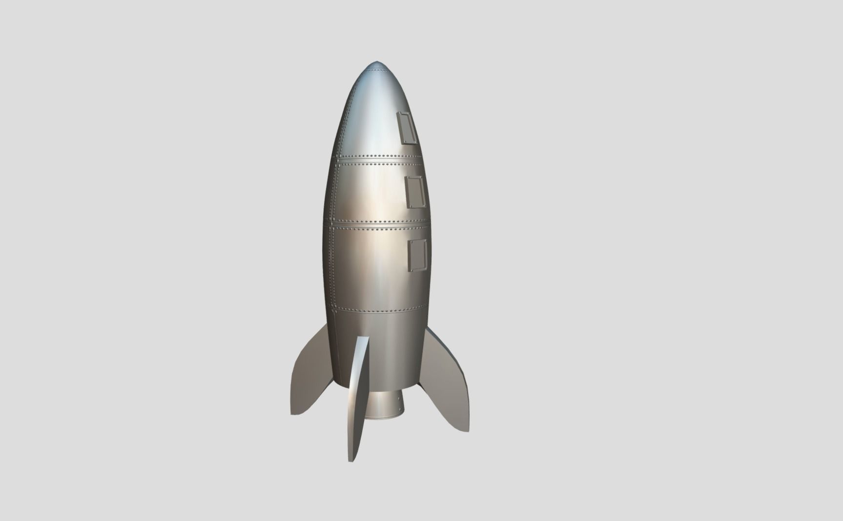 Retro Rocketship Low-poly 3D model_10