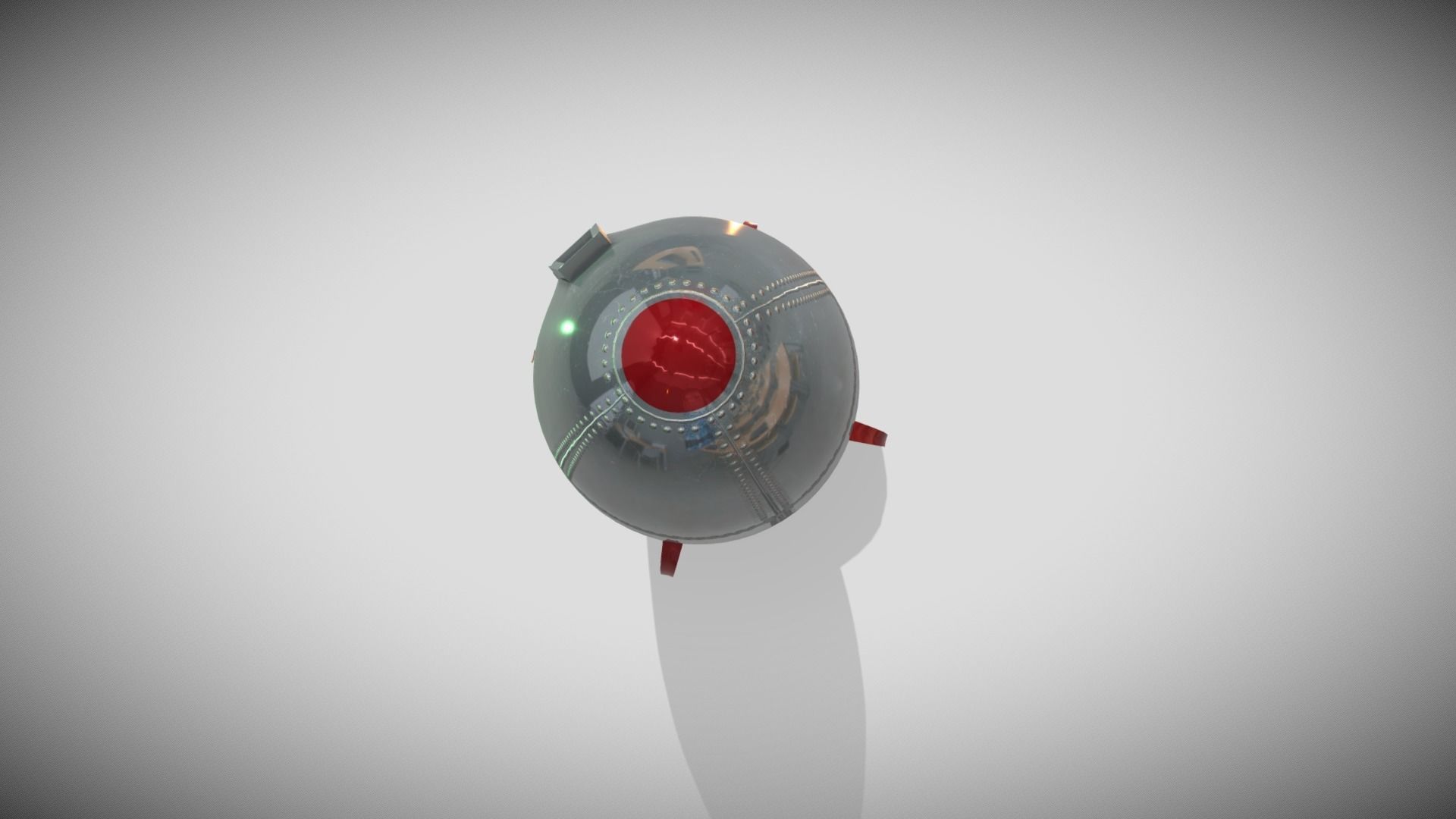 Retro Rocketship Low-poly 3D model_3