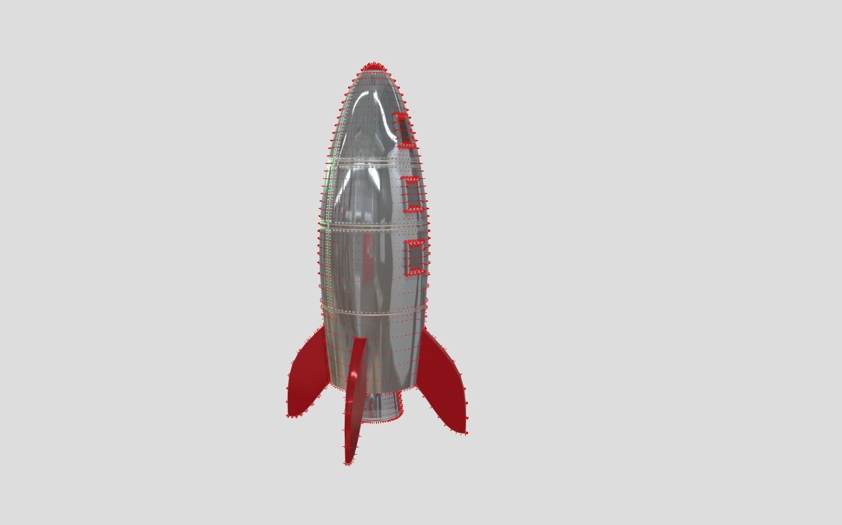 Retro Rocketship Low-poly 3D model_8