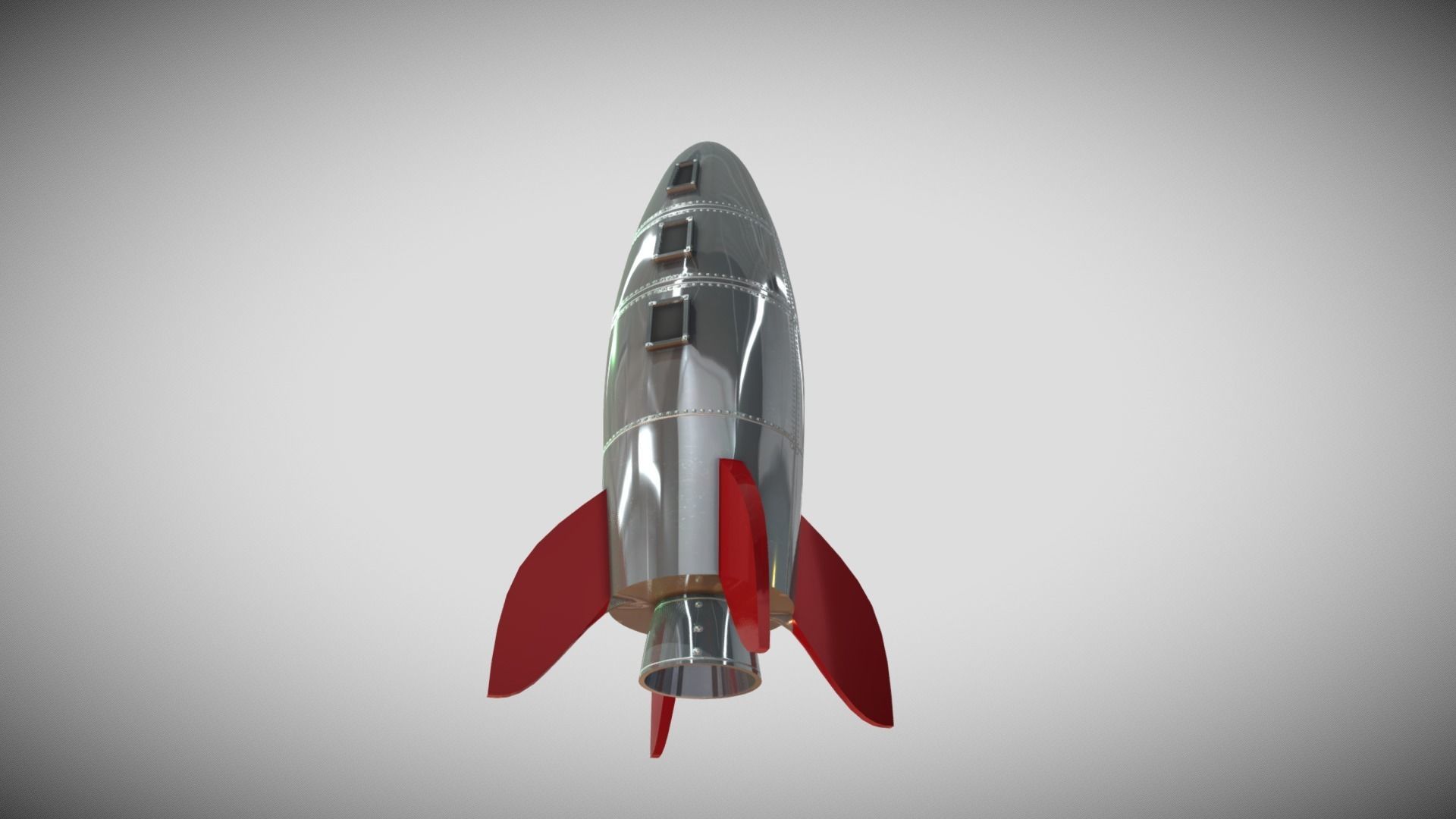 Retro Rocketship Low-poly 3D model_1
