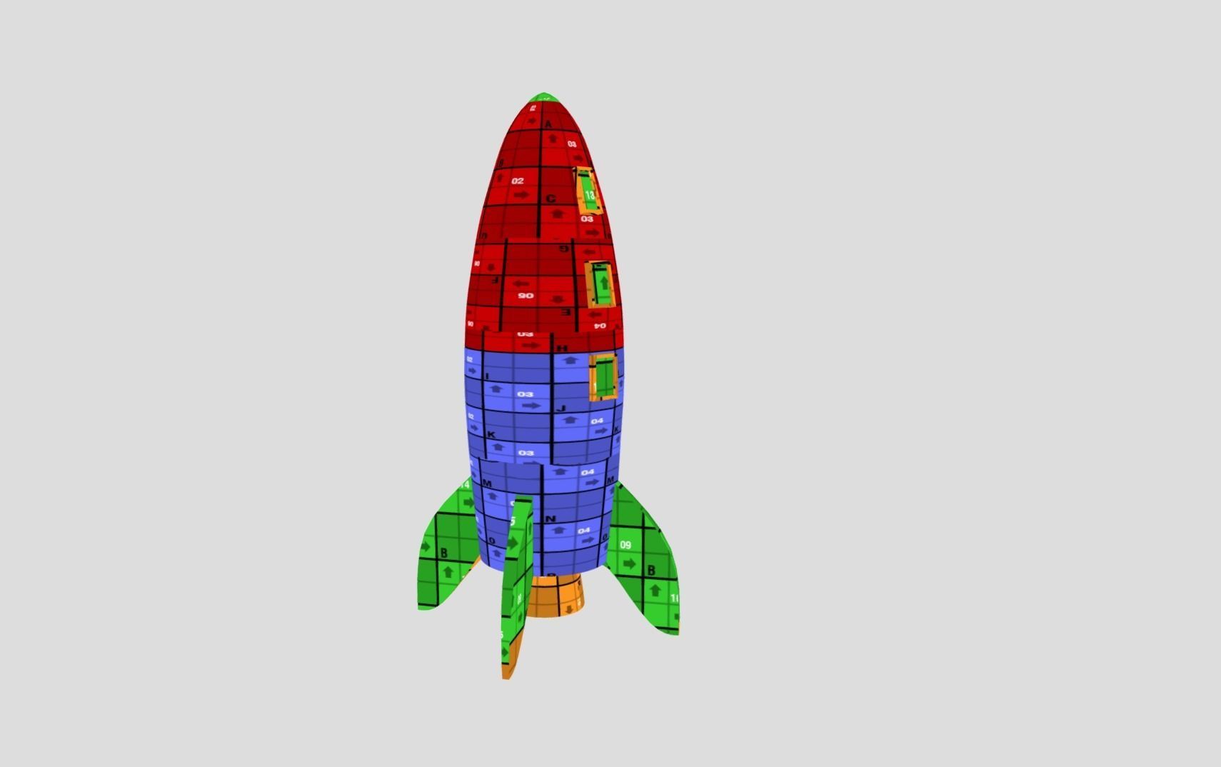 Retro Rocketship Low-poly 3D model_7
