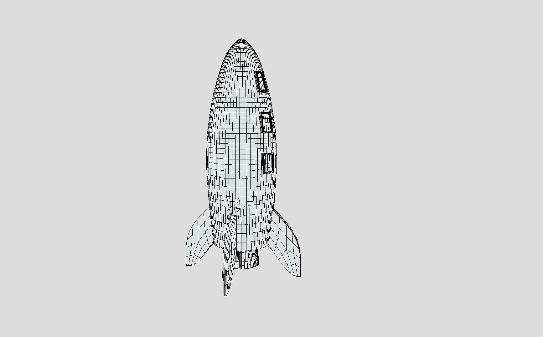 Retro Rocketship Low-poly 3D model_9