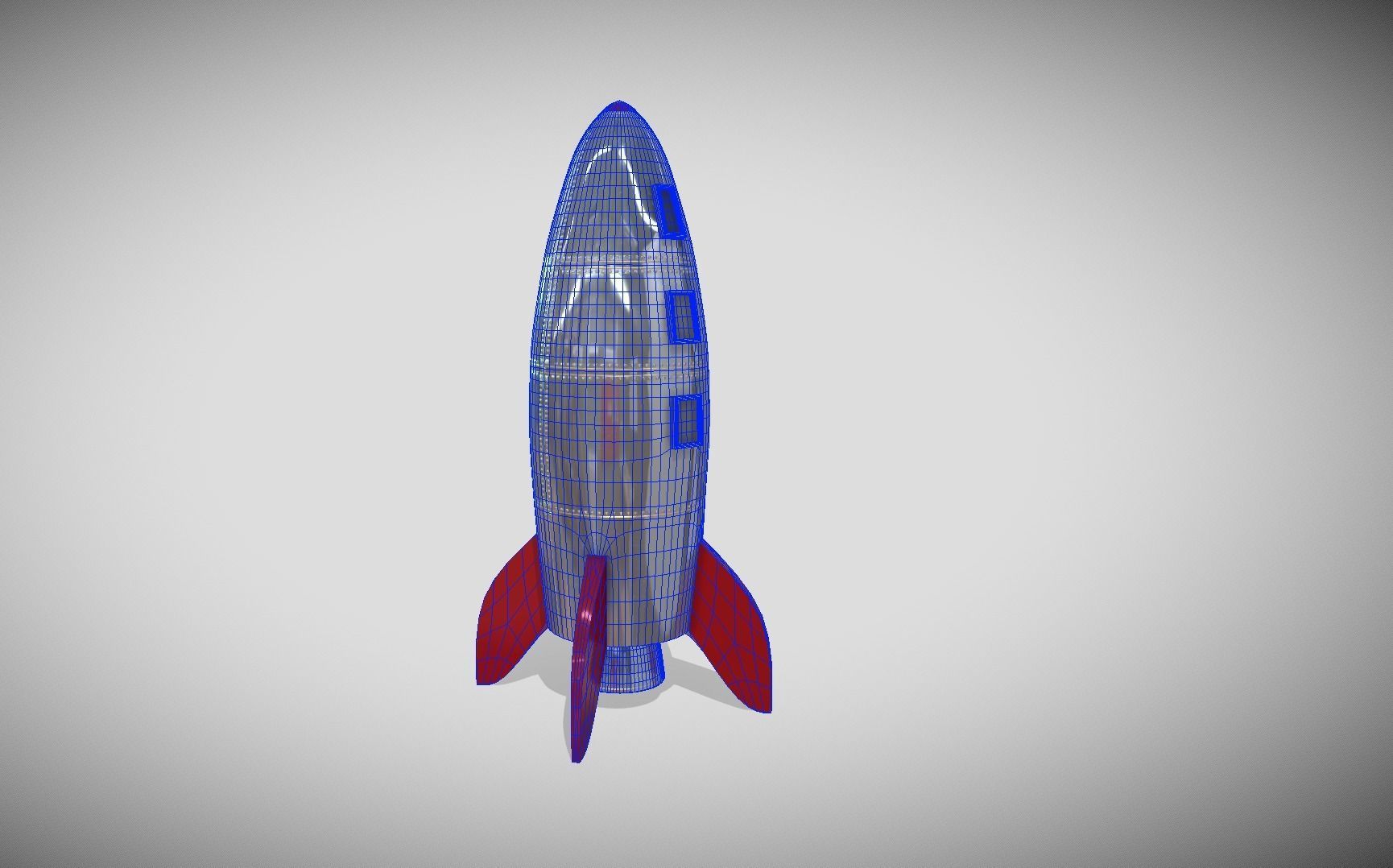 Retro Rocketship Low-poly 3D model_12