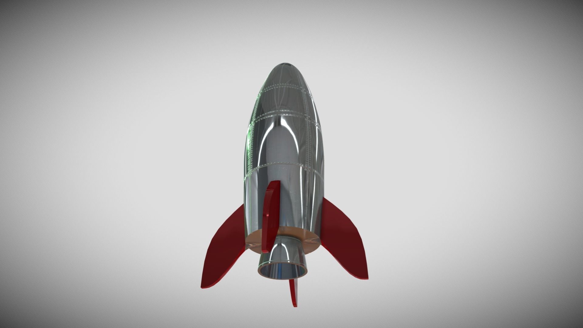 Retro Rocketship Low-poly 3D model_2