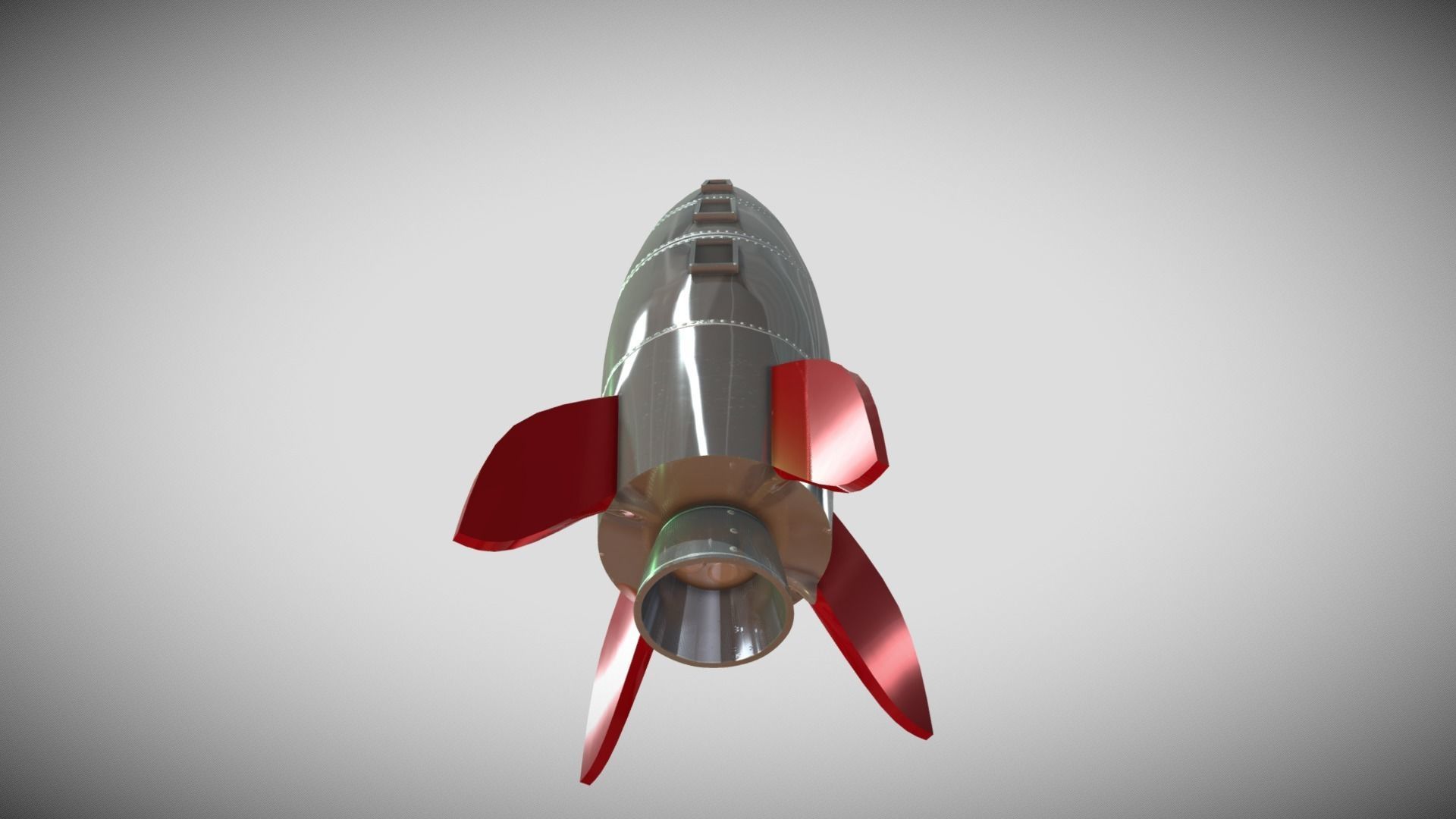 Retro Rocketship Low-poly 3D model_5