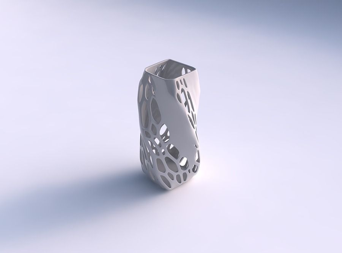 Vase twisted quadratic with organic lattice with solid centers 3D print model