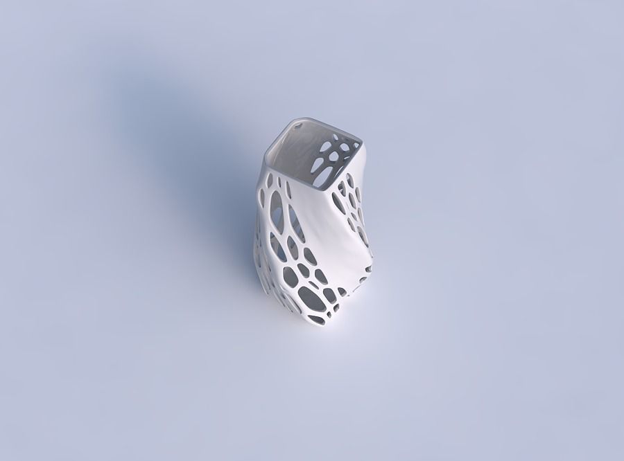Vase twisted quadratic with organic lattice with solid centers 3D print model_1