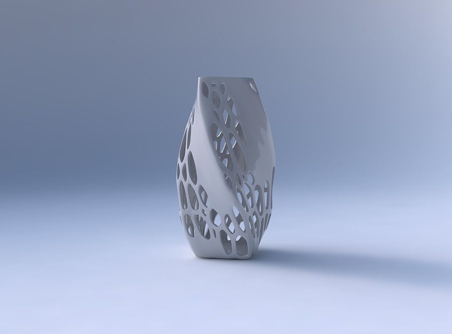 Vase twisted quadratic with organic lattice with solid centers 3D print model_4