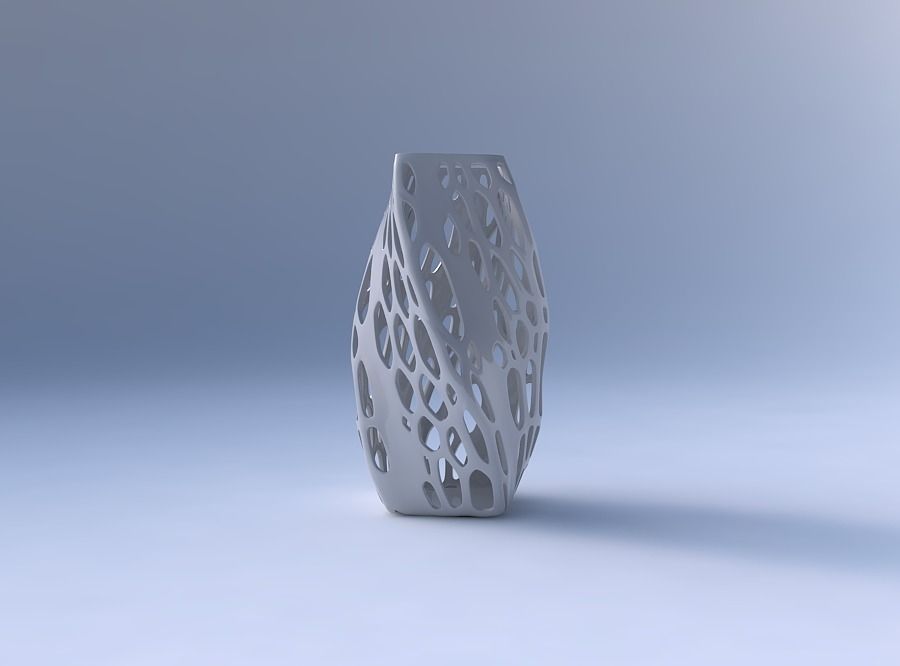 Vase twisted quadratic with organic lattice with solid sides 3D print model_4