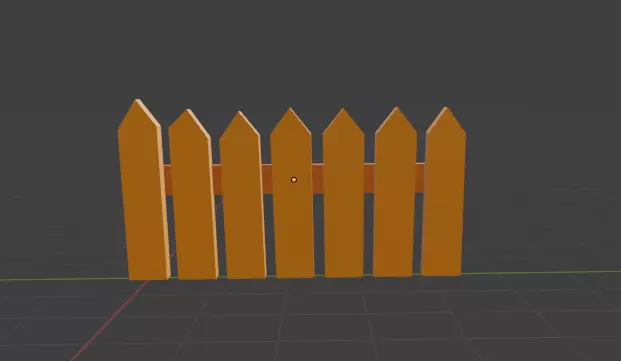 Low Poly Fence wooden 3D model_0