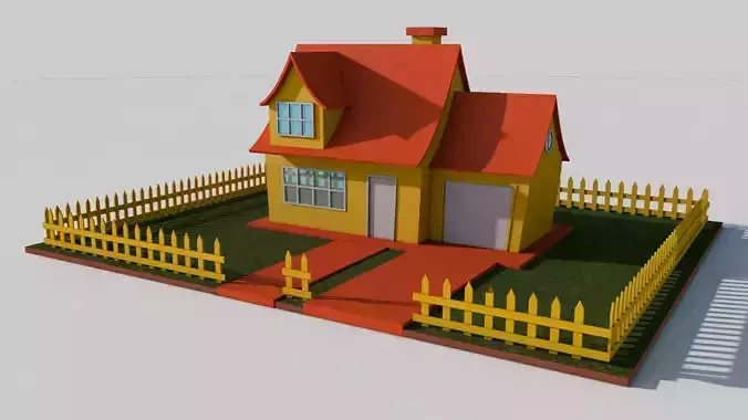Cartoon House Low-poly 3D model