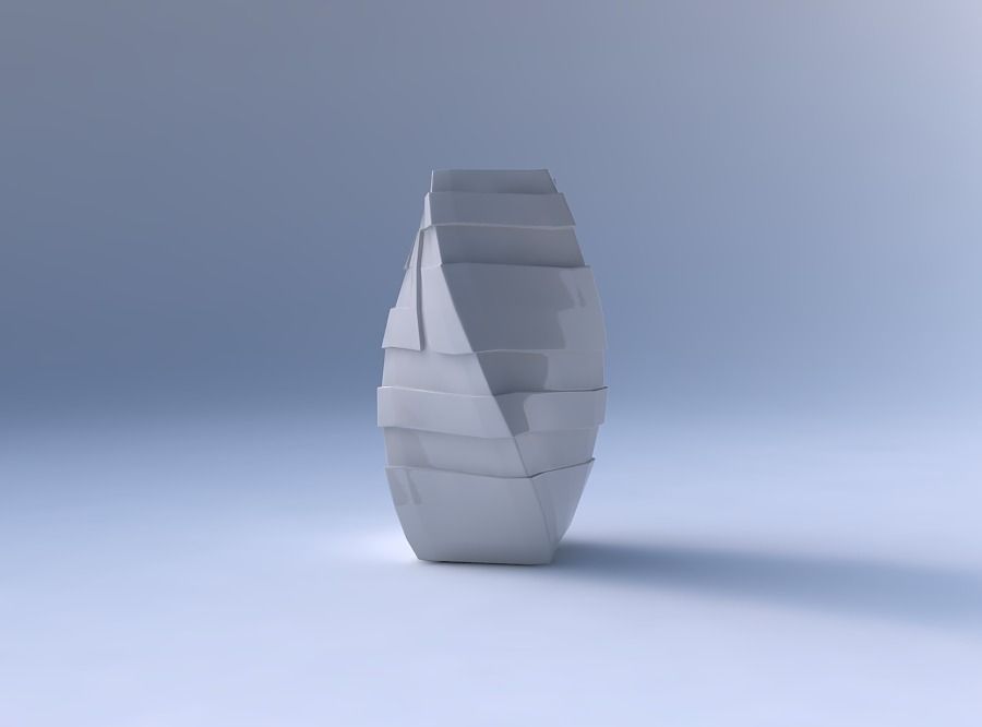 Vase twisted quadratic with sharp ribbons 3D print model_4