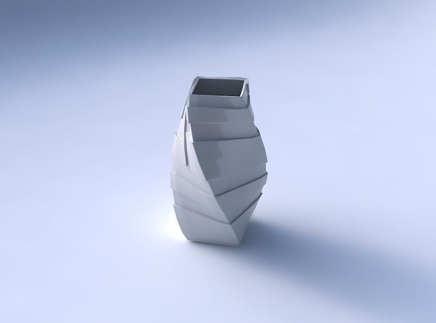 Vase twisted quadratic with sharp ribbons 3D print model_3