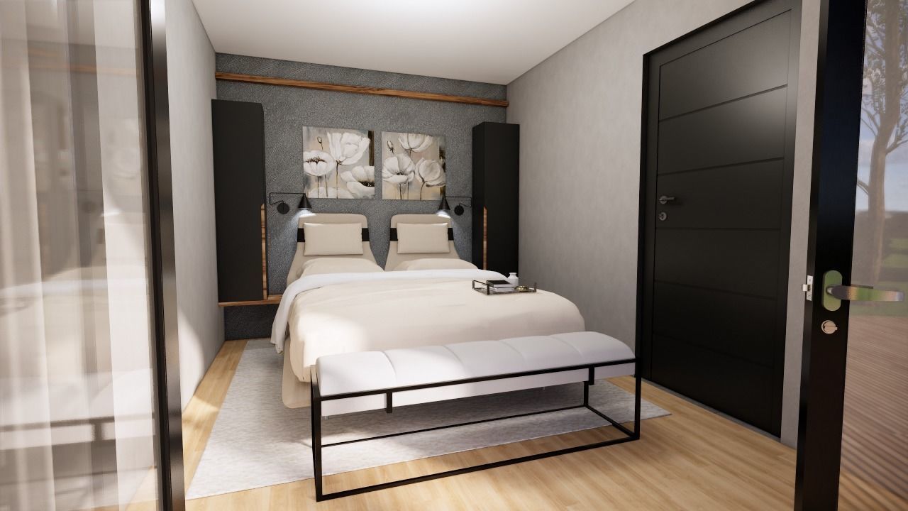 modern pool house with fireplace 3d model Low-poly 3D model_8