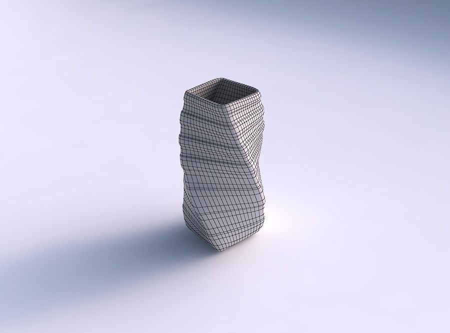Vase twisted quadratic with smooth horizontal ribbons  3D print model_5
