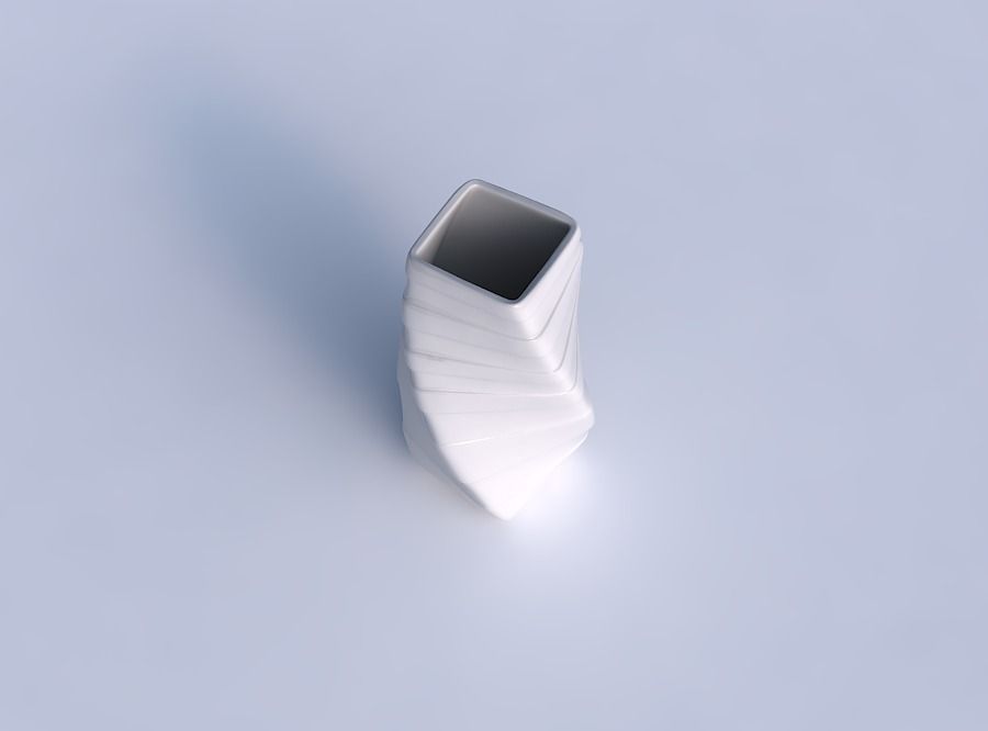 Vase twisted quadratic with smooth horizontal ribbons  3D print model_1