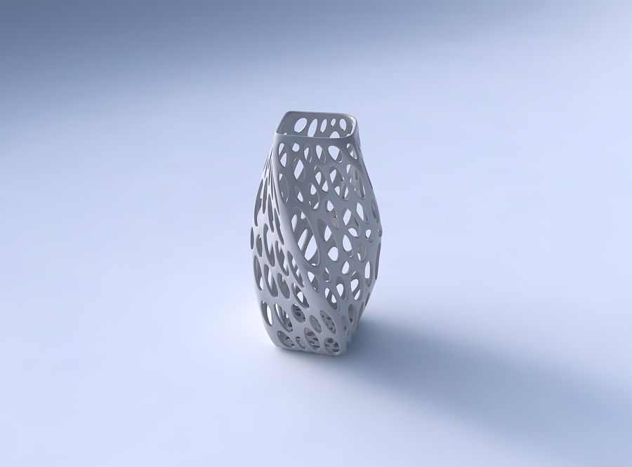 Vase twisted quadratic with smooth organic lattice 3D print model_3