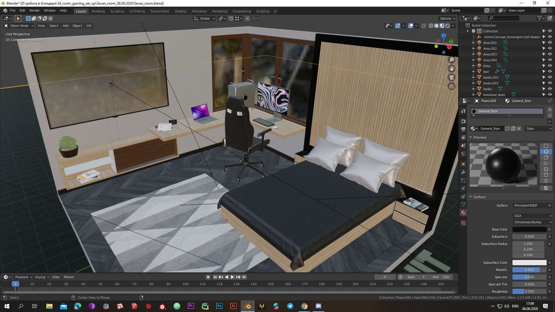 Low-poly Cool 3D gaming set-up Low-poly 3D model_1