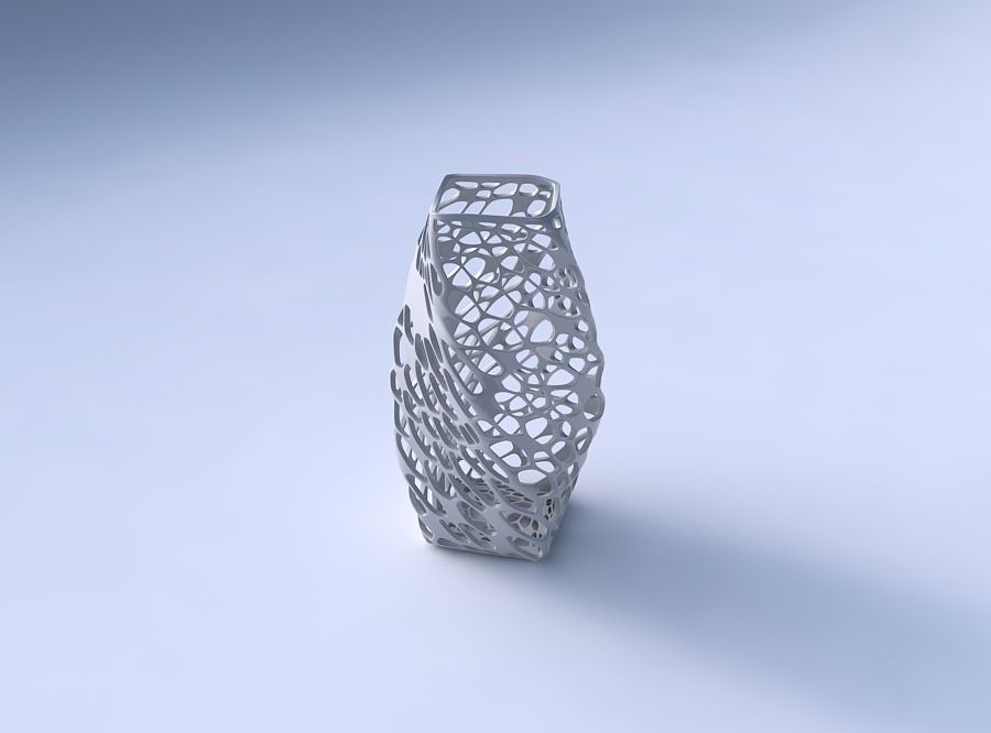 Vase twisted quadratic with twisted dense organic lattice 3D print model_3