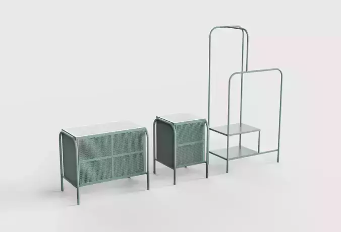 NIKKEBY Set of shelves and dresser 3D model