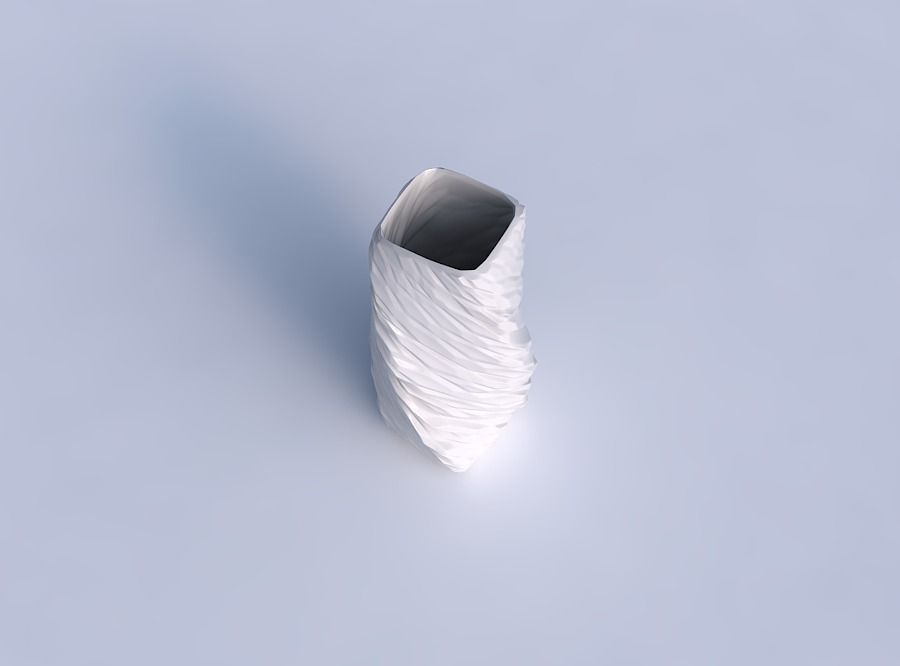 Vase twisted quadratic with twisted rocky bulges 3D print model_1