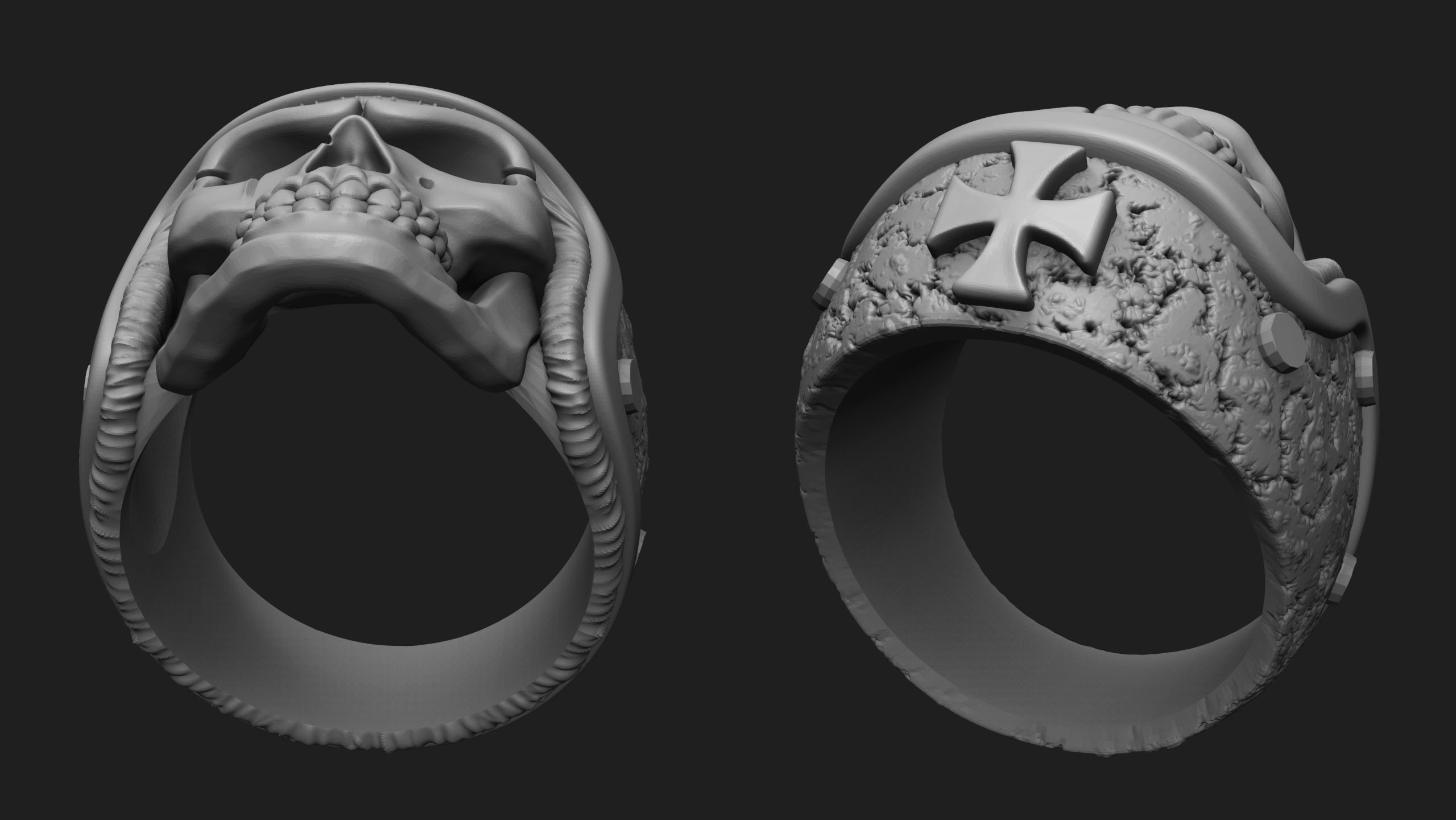 ring skull in a hard hat biker 3D model 3D print model_5