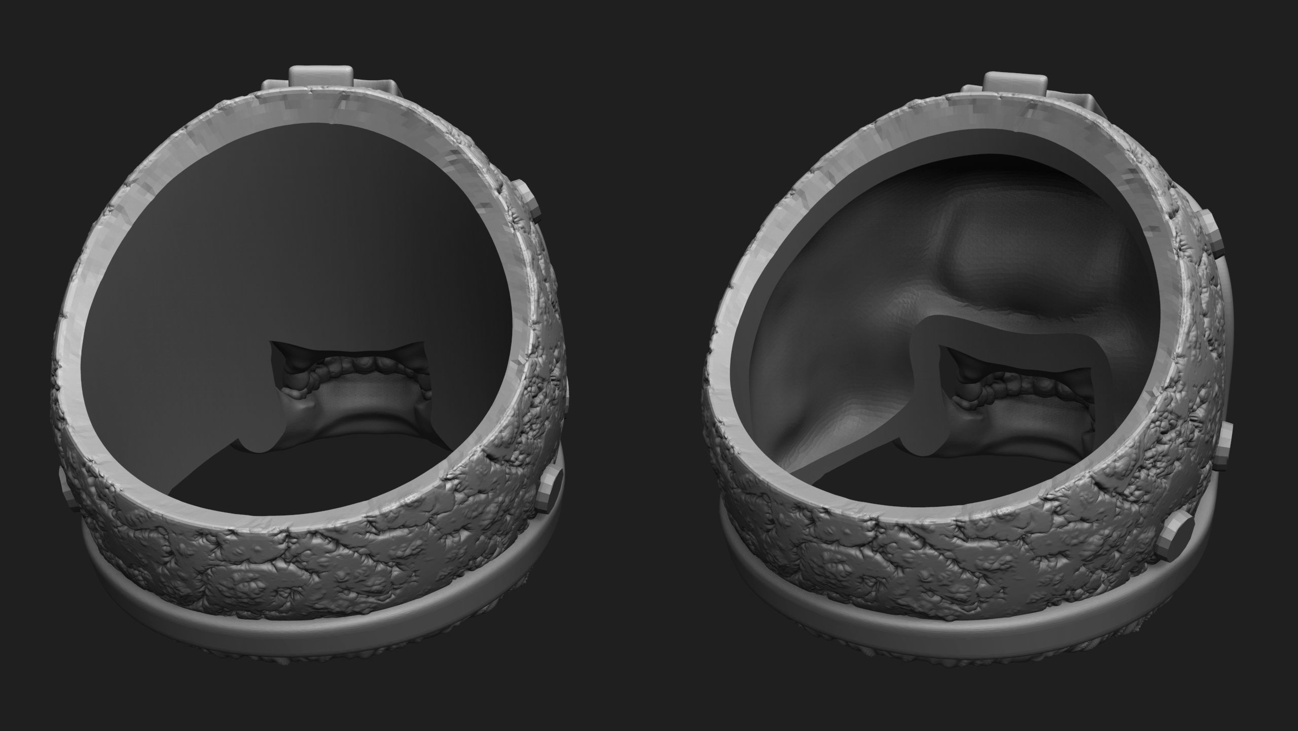 ring skull in a hard hat biker 3D model 3D print model_4