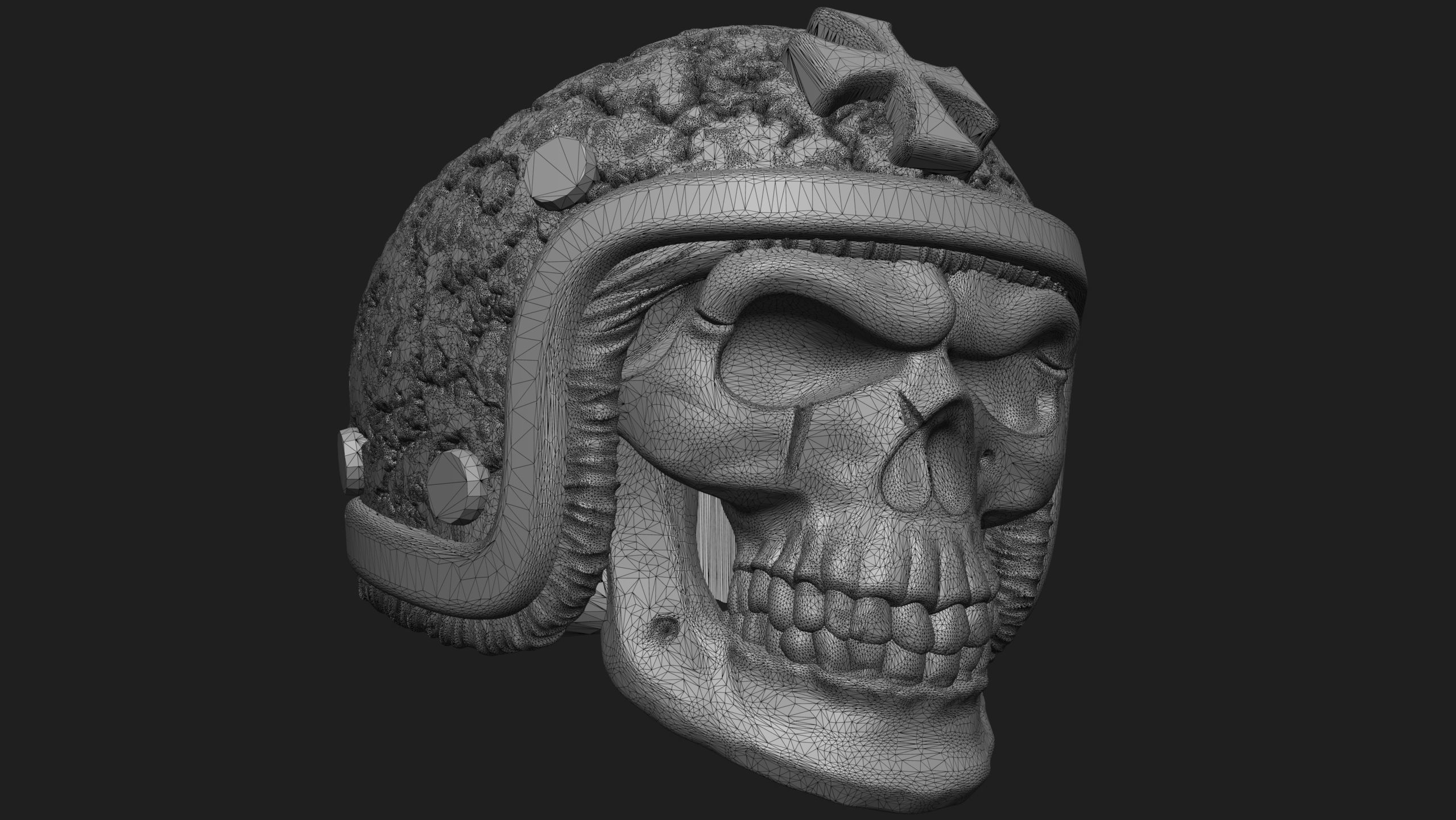 ring skull in a hard hat biker 3D model 3D print model_7
