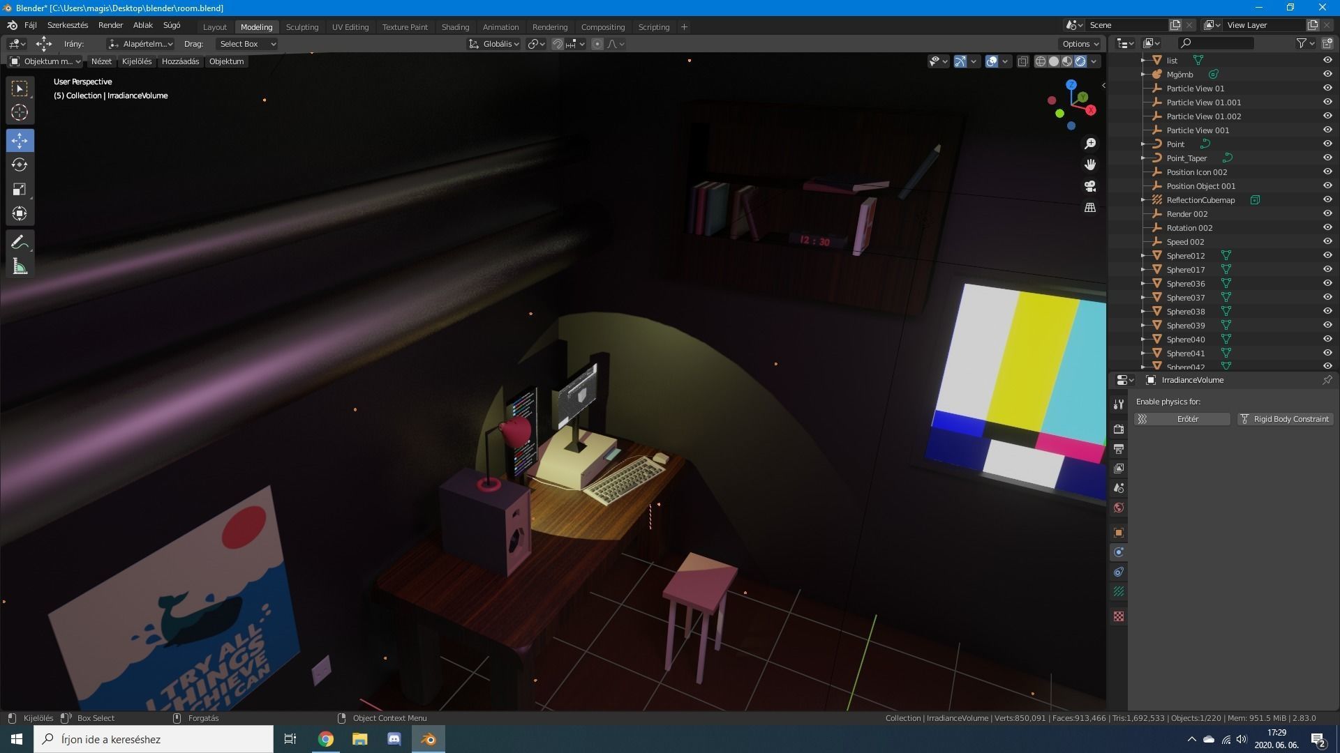 Low poly 3D room modeling Free low-poly 3D model_1