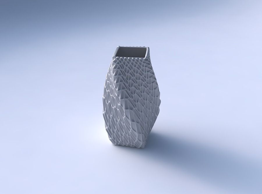 Vase twisted quadratic with wavy grid piramides 3D print model_3