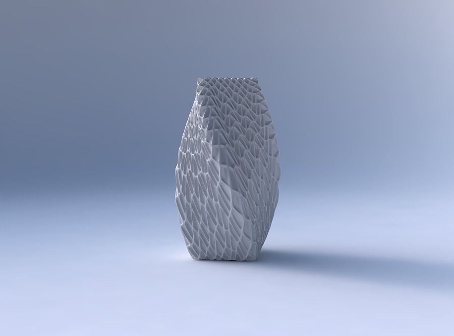 Vase twisted quadratic with wavy grid piramides 3D print model_4