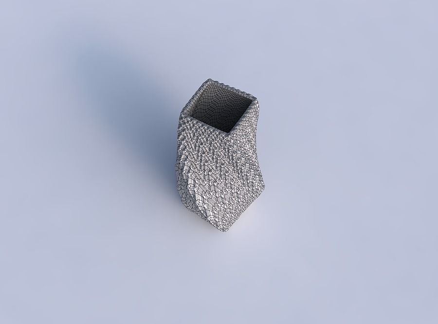 Vase twisted quadratic with wavy grid piramides 3D print model_6