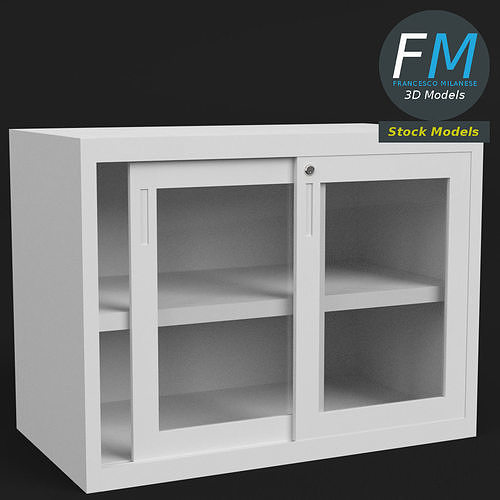 Filing cabinet with glass doors 3D model