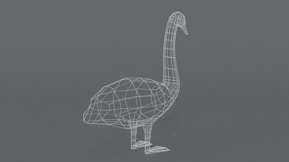 Low Poly Cartoon Swan Low-poly 3D model_13