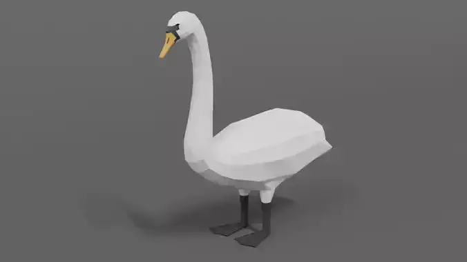 Low Poly Cartoon Swan