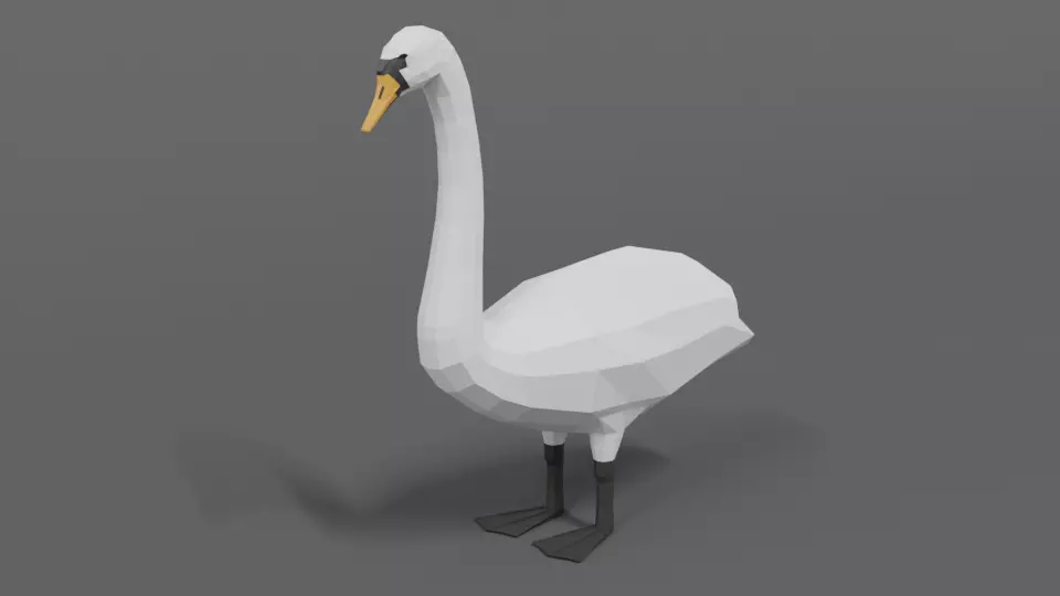 Low Poly Cartoon Swan Low-poly 3D model_0